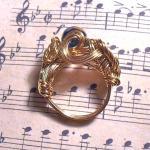 Blue Glass Brass Band Ring